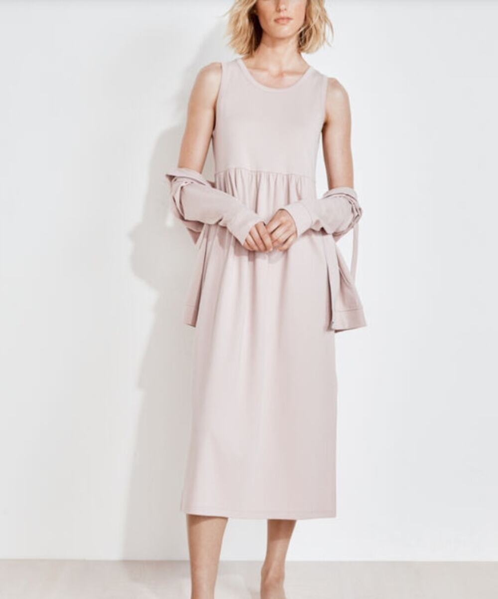 Haven Well Withing Blush Pink Organic Cotton Interlock Tank Midi Dress MEDIUM